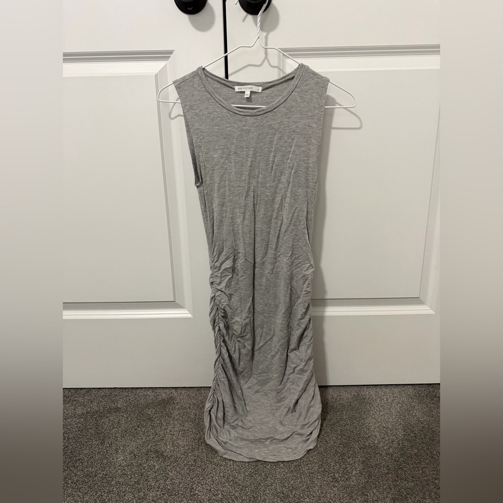 Gray T-Shirt Ruched Dress